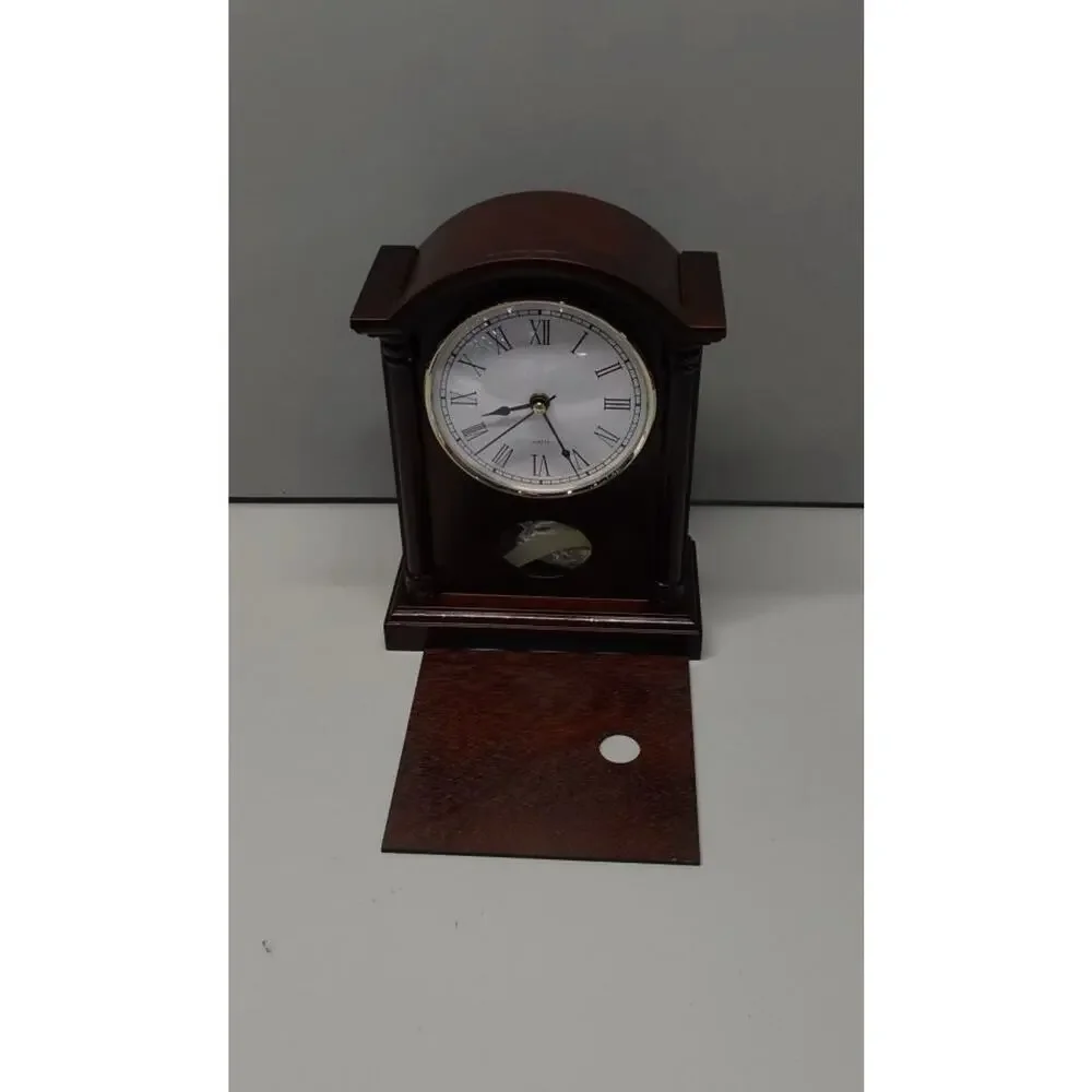 Classic Grandfather Mantel Clock for Living Room Elegant Wooden Finish Gold-Tone